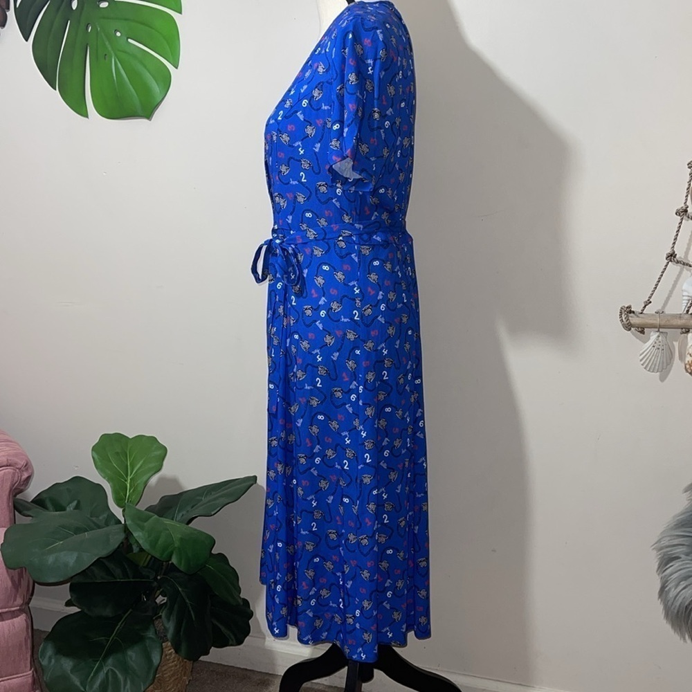 Rare Hvn Rosemary Short Sleeve Tie Waist Dress In Blue Telephone Size 8 — image 7 of 8